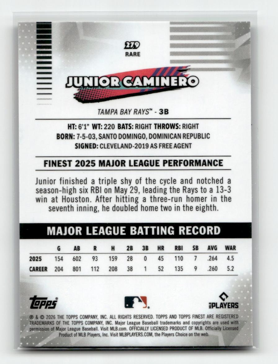 2026 Finest #279 Junior Caminero Mini-Diamond Refractors