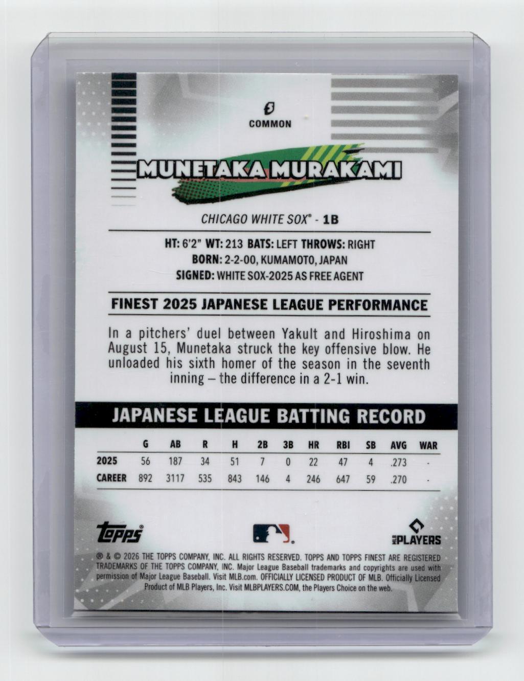 2026 Finest #5 Munetaka Murakami