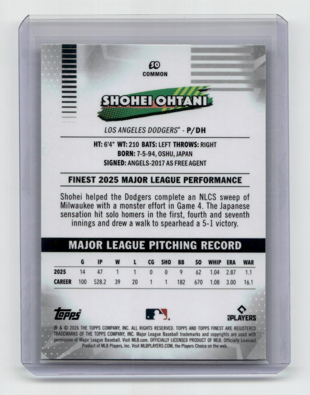2026 Finest #50 Shohei Ohtani