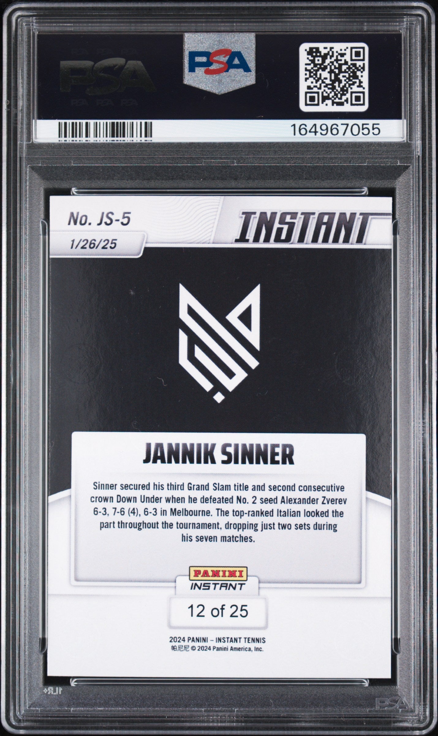 2024 Panini Instant #JS-5 Jannik Sinner Jungle PSA 10 #/25