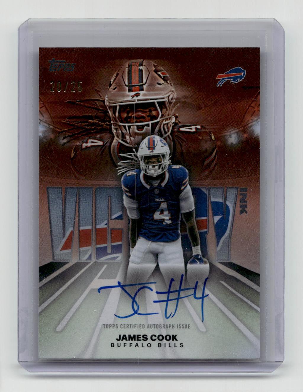 2026 Topps Flagship #VI-JC James Cook Victory Ink Orange #/25