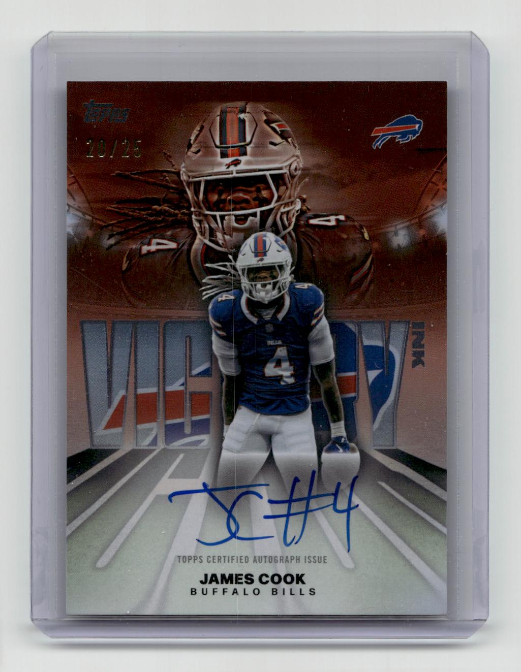 2026 Topps Flagship #VI-JC James Cook Victory Ink Orange #/25
