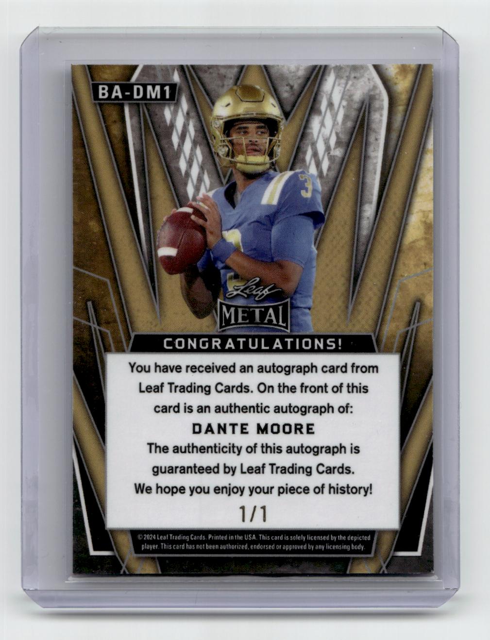 2024 Leaf Metal #BA-DM1 Dante Moore Autographs Pulsar Galaxy #/1