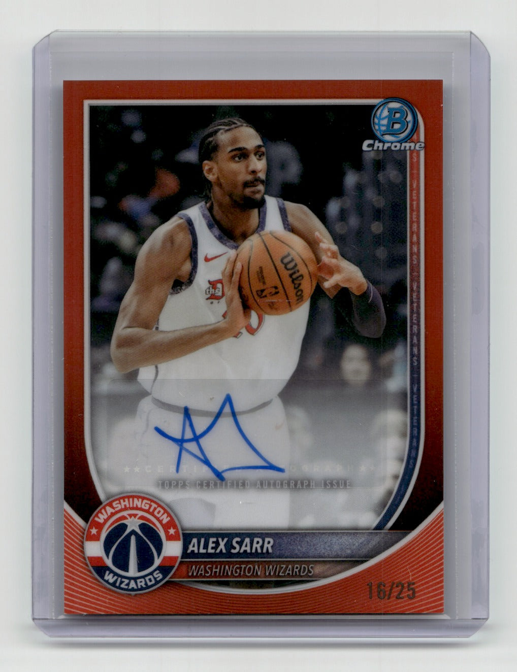 2025-26 Bowman #BCA-AS Alex Sarr Chrome Autographs Orange Refractor #/25