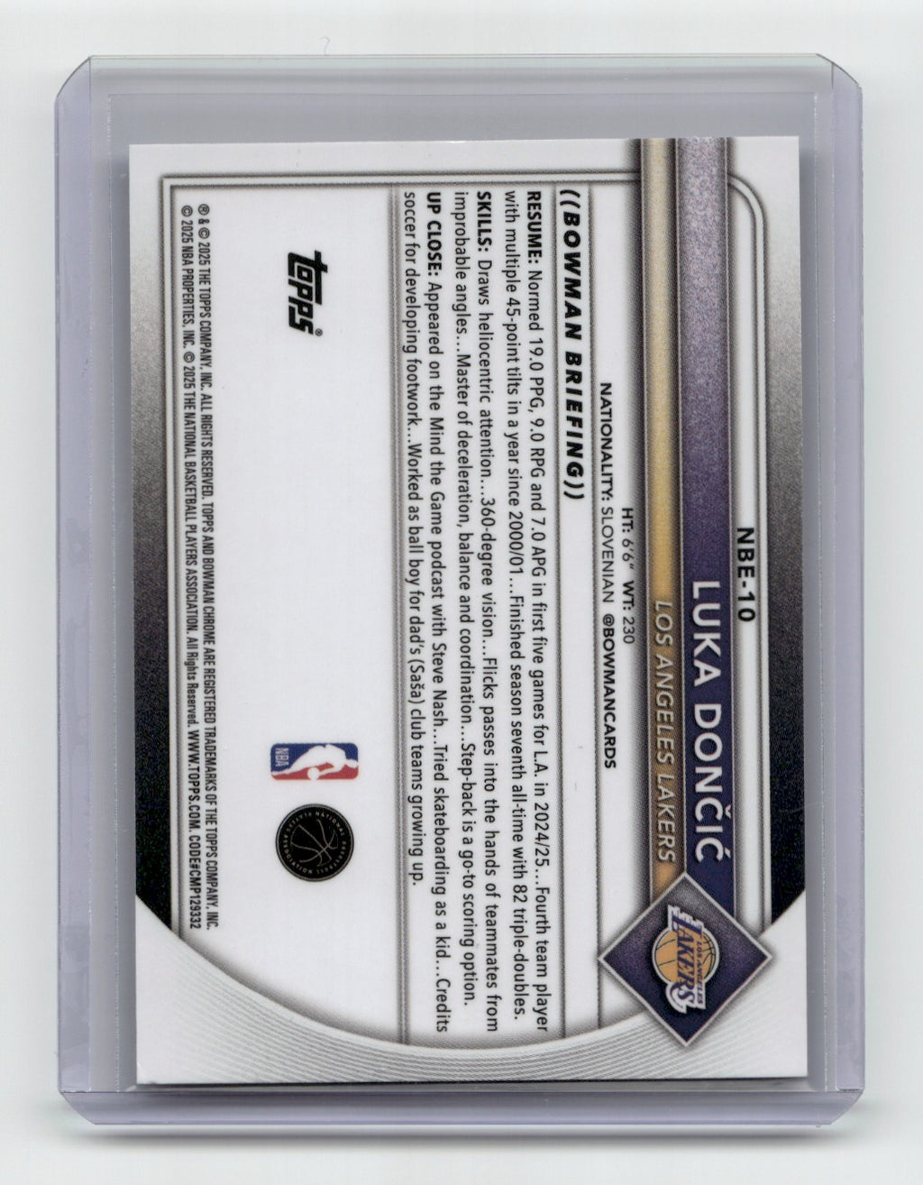 2025-26 Bowman #NBE-10 Luka Dončić Etched In Glass Variations