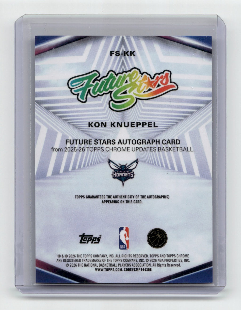2025-26 Topps Chrome Update #FS-KK Kon Knueppel Future Stars Autograph Black /10