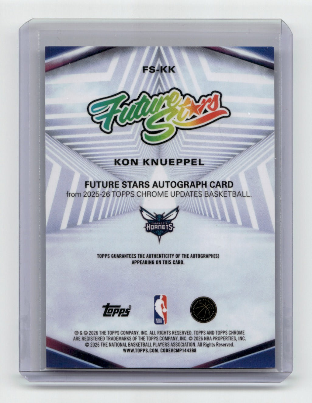 2025-26 Topps Chrome Update #FS-KK Kon Knueppel Future Stars Autograph Black /10