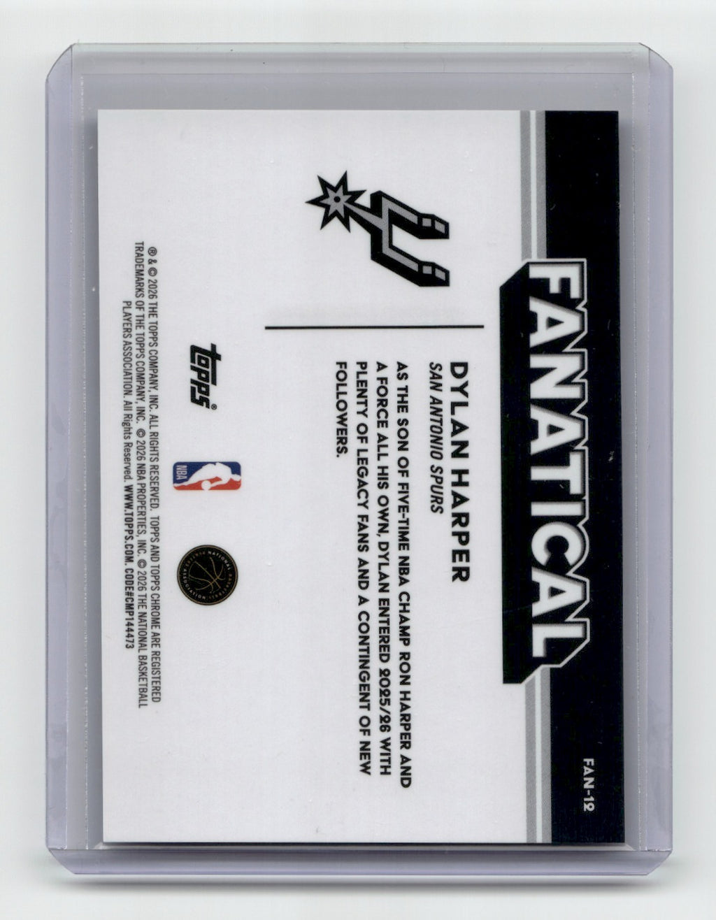 2025-26 Topps Chrome Update #FAN-12 Dylan Harper Fanatical